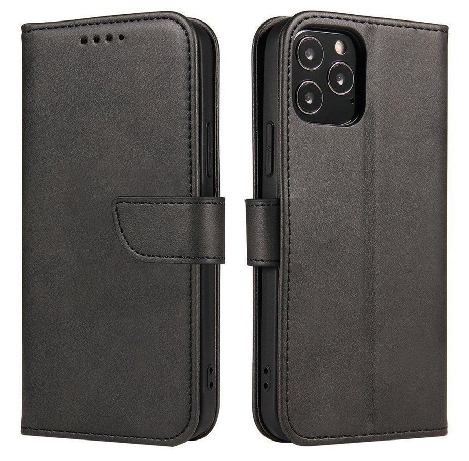 Mobile - Covers & Cases - Hurtel Magnet Case elegant Case Cover with a Flap and Stand Function for Samsung Galaxy A73 Black - 5907769340321