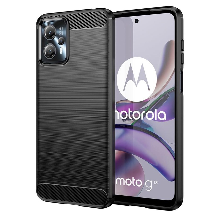 Mobile - Covers & Cases - Hurtel Carbon Case for Motorola Moto G13 Flexible Silicone Carbon Cover Black - 9145576274668