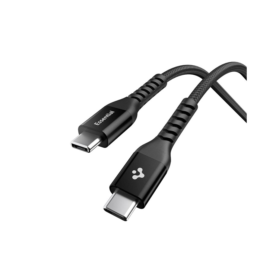 USB-kabel - Spigen Essential USB C to USB C 100W Fabric Cable - black EB10010CCA - ACA11103