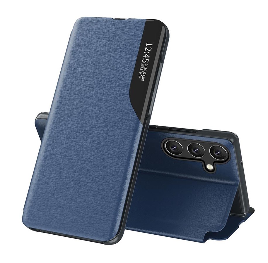 Mobile - Covers & Cases - Hurtel Eco Leather View Case Cover for Samsung Galaxy A24 4G with Flip Stand Blue - 9145576275726