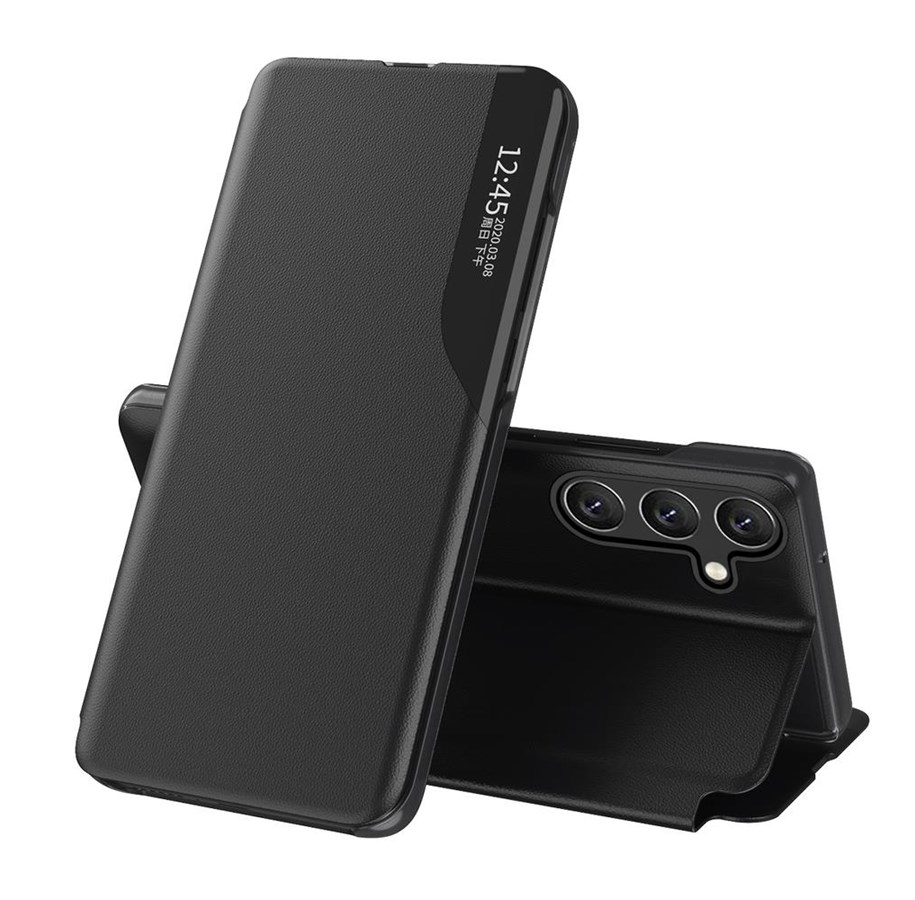 Mobile - Covers & Cases - Hurtel Eco Leather View Case Cover for Samsung Galaxy A24 4G with a Flip Stand Black - 9145576275719