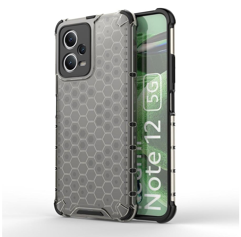 Mobile - Covers & Cases - Hurtel Honeycomb Case for Xiaomi Redmi Note 12 5G / Poco X5 5G Armored Hybrid Cover Black - 9145576277690