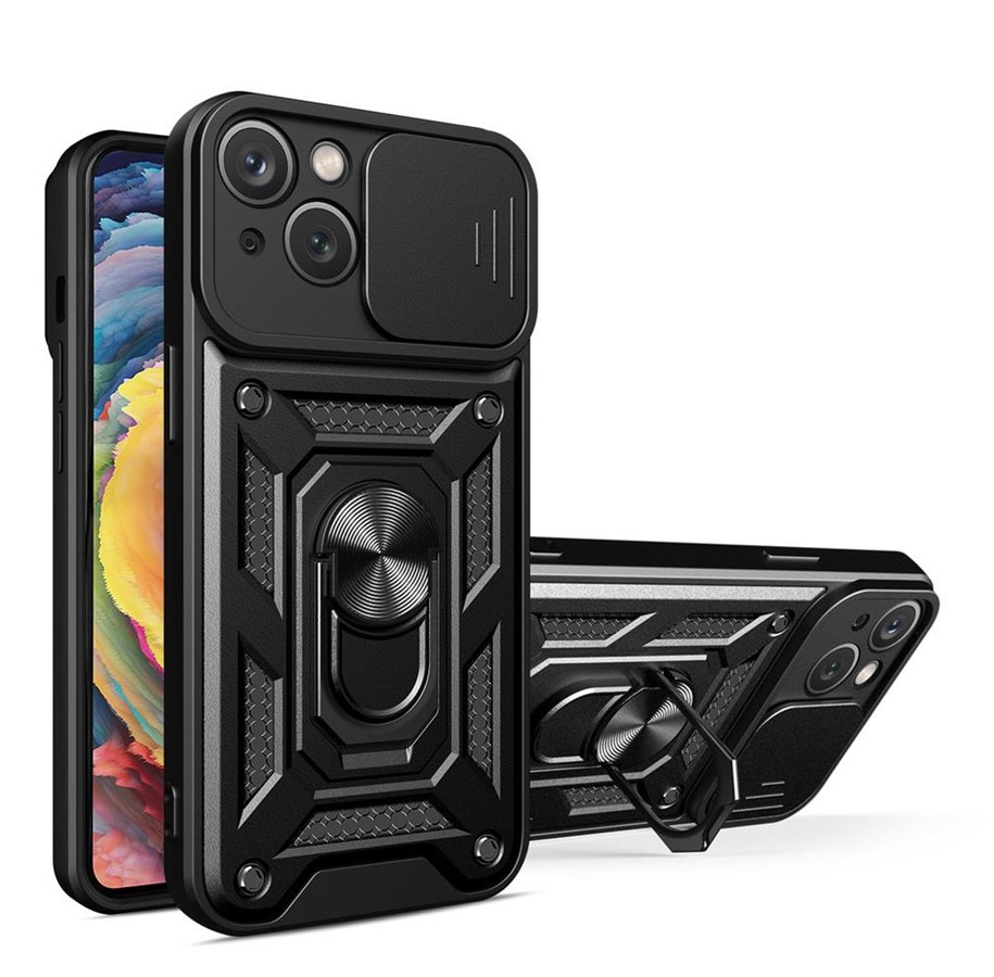 Mobile - Covers & Cases - Hurtel Hybrid Armor Camshield case for Motorola Moto G62 5G Armored Case with Camera Cover Black - 9145576272978