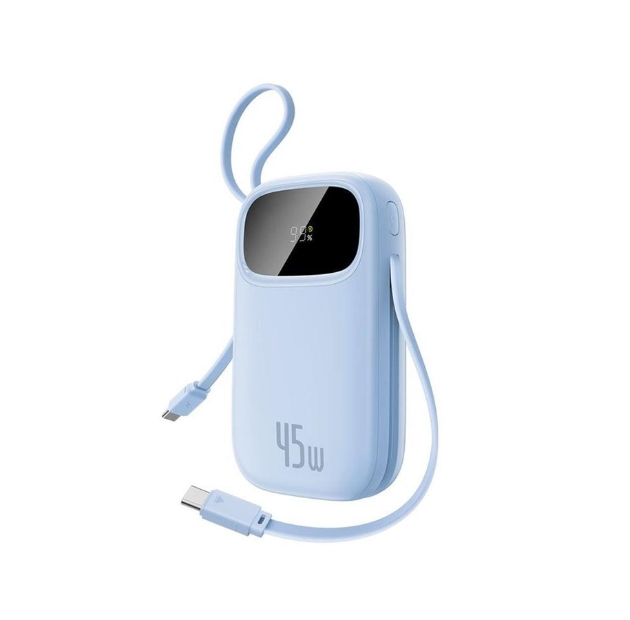 PowerBank - Baseus EnerFill FC31 20000mAh 45W Power Bank with Digital Display with 2 Built-in USB-C Cables - Blue - 20000 mAh - P10082105313-00