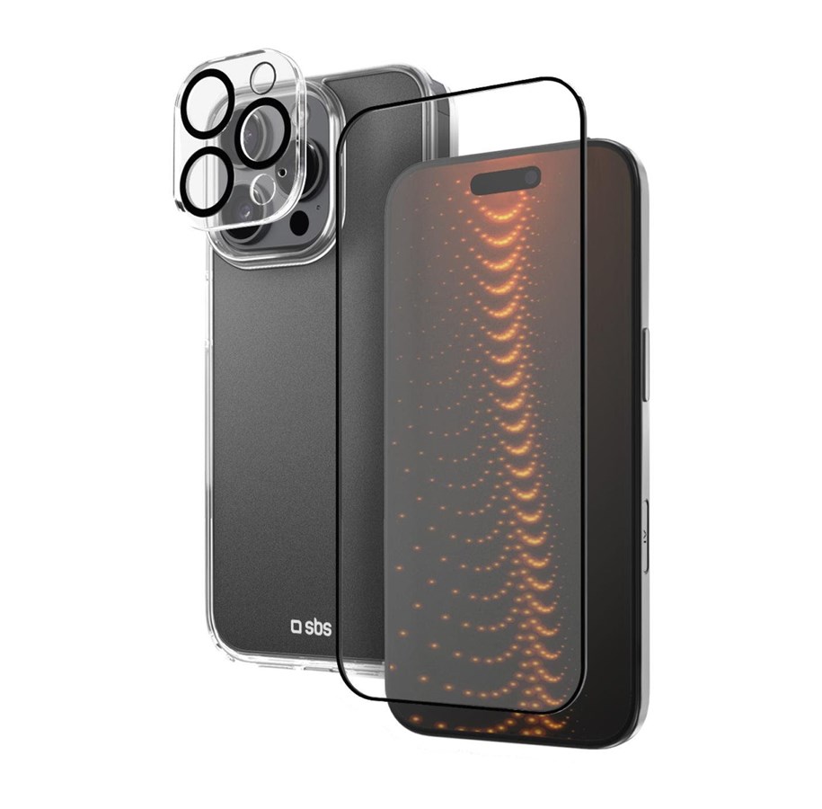 Mobile - Covers & Cases - SBS set with D3O technology for iPhone 16 Pro - case + glass screen and camera protector - transparent - TEKITD3OIP1661P