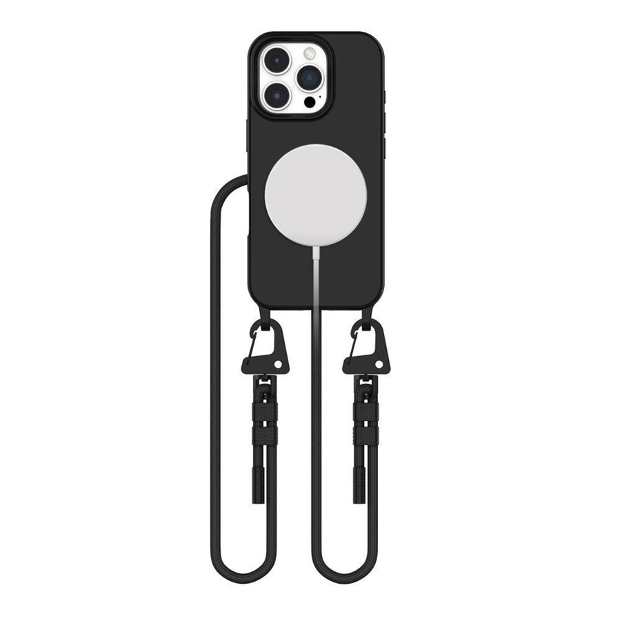 Mobile - Covers & Cases - Tech-Protect MagNecklace MagSafe Case with Lanyard for iPhone 16 Pro - Black - 5906302311934