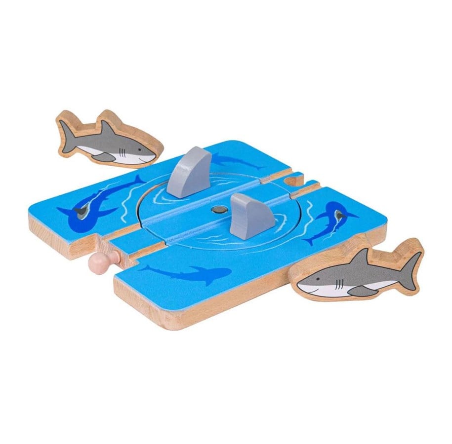 Träleksaker - Bigjigs Wooden Rails - Shark Attack - 4-piece - BJT176