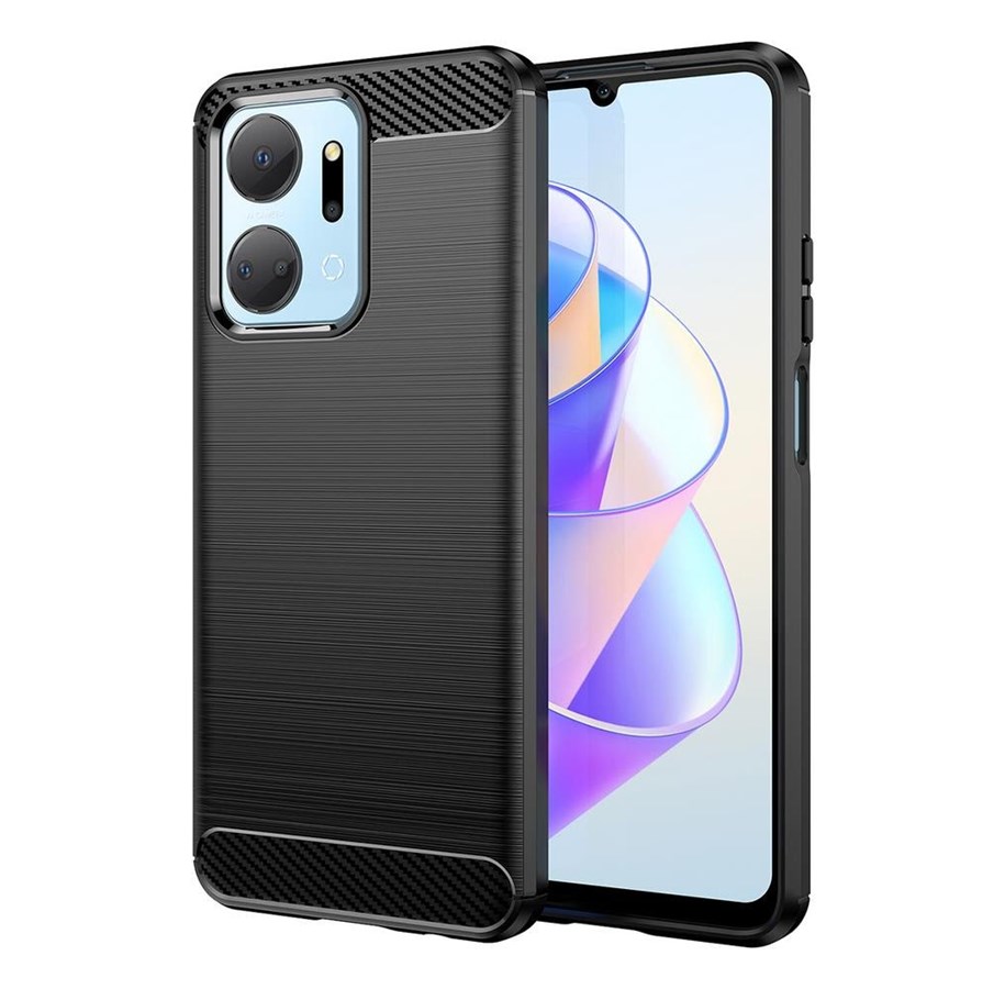 Mobile - Covers & Cases - Hurtel Carbon Case Case for Honor Play 40 Plus / Honor X7a Flexible Silicone Carbon Cover Black - 9145576275399