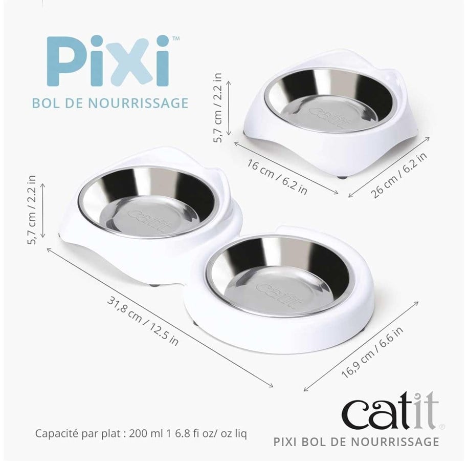 Katter - Catit Pixi Foderskål Dobbelt Hvid - 43875