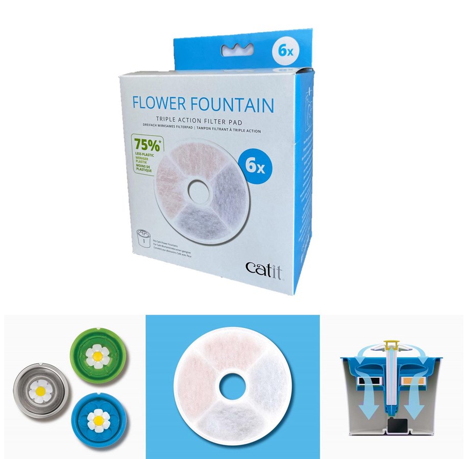 Katter - Catit 2.0 Filter t/Flower Fountain pk. á 6 stk. - 43739