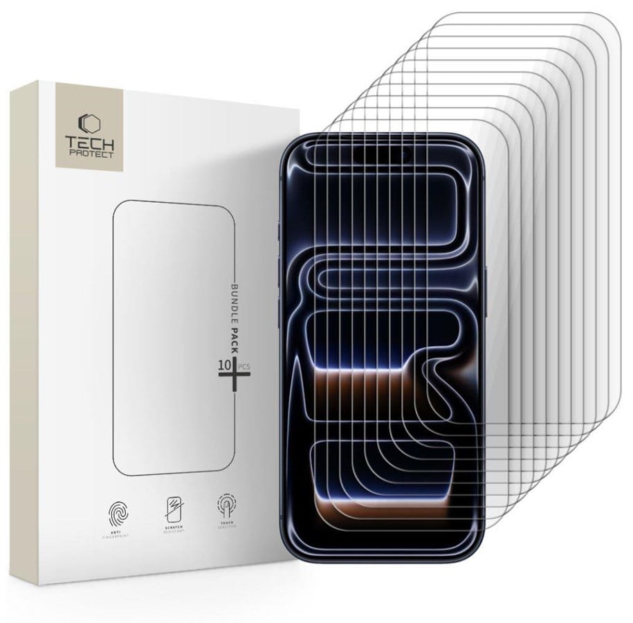 Mobiltelefontillbehör-Skyddsfilm - Tech-Protect Glass  Bundle 10-pack for iPhone 16 Pro / 17 / 17 Pro - 5906302335725
