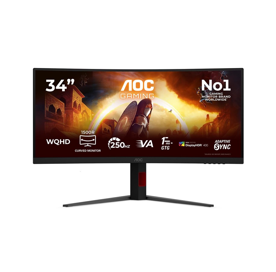 Skärm - 34" AOC G4 CU34G4ZCA computer monitor 86.4 cm (34") 3440 x 1440 pixels Black Red - CU34G4ZCA