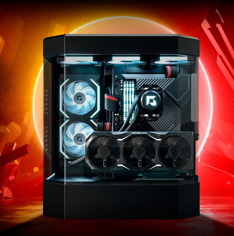 En high-end gaming-PC utrustad med AMD-hårdvara.