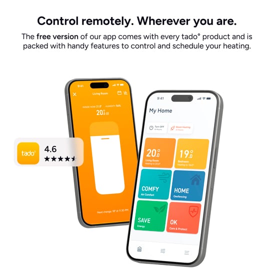 Gratis tado°-app för fjärrstyrning och schemaläggning av värmen via smartphone