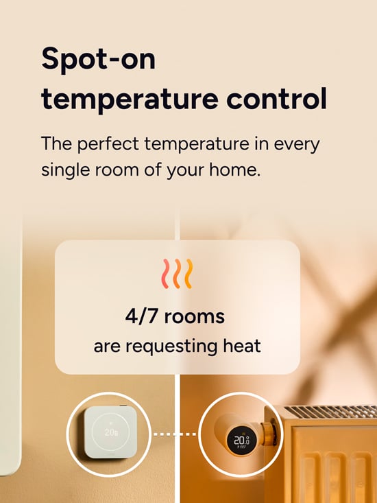 tado° temperatursensor och elementtermostat ger exakt temperaturstyrning i varje rum