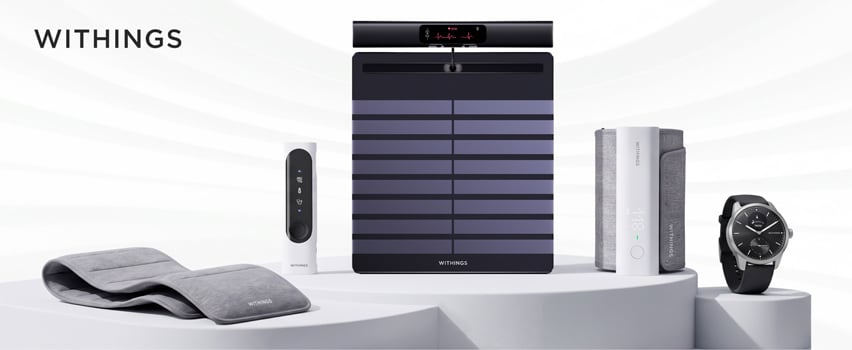 Withings hälsoteknik – smart våg, smartklocka, blodtrycksmätare, sömnmatta och termometer för hälsoövervakning