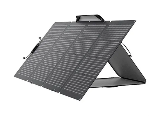 EcoFlow 220W solpanel utfälld på stativ – bärbar solenergi med hög konverteringseffektivitet
