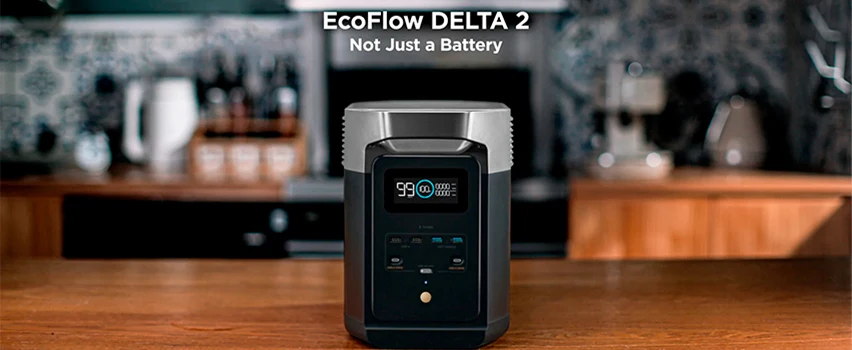 EcoFlow DELTA 2 powerstation på köksbänk – Not Just a Battery, bärbar ström för hemmet