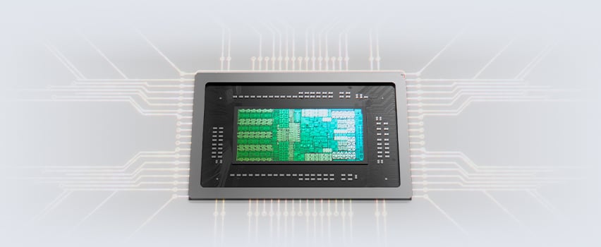 Närbild av NVIDIA RTX Spark-chip med kretsbanor för bärbara datorer